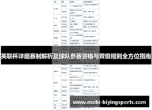 英联杯详细赛制解析及球队参赛资格与晋级规则全方位指南